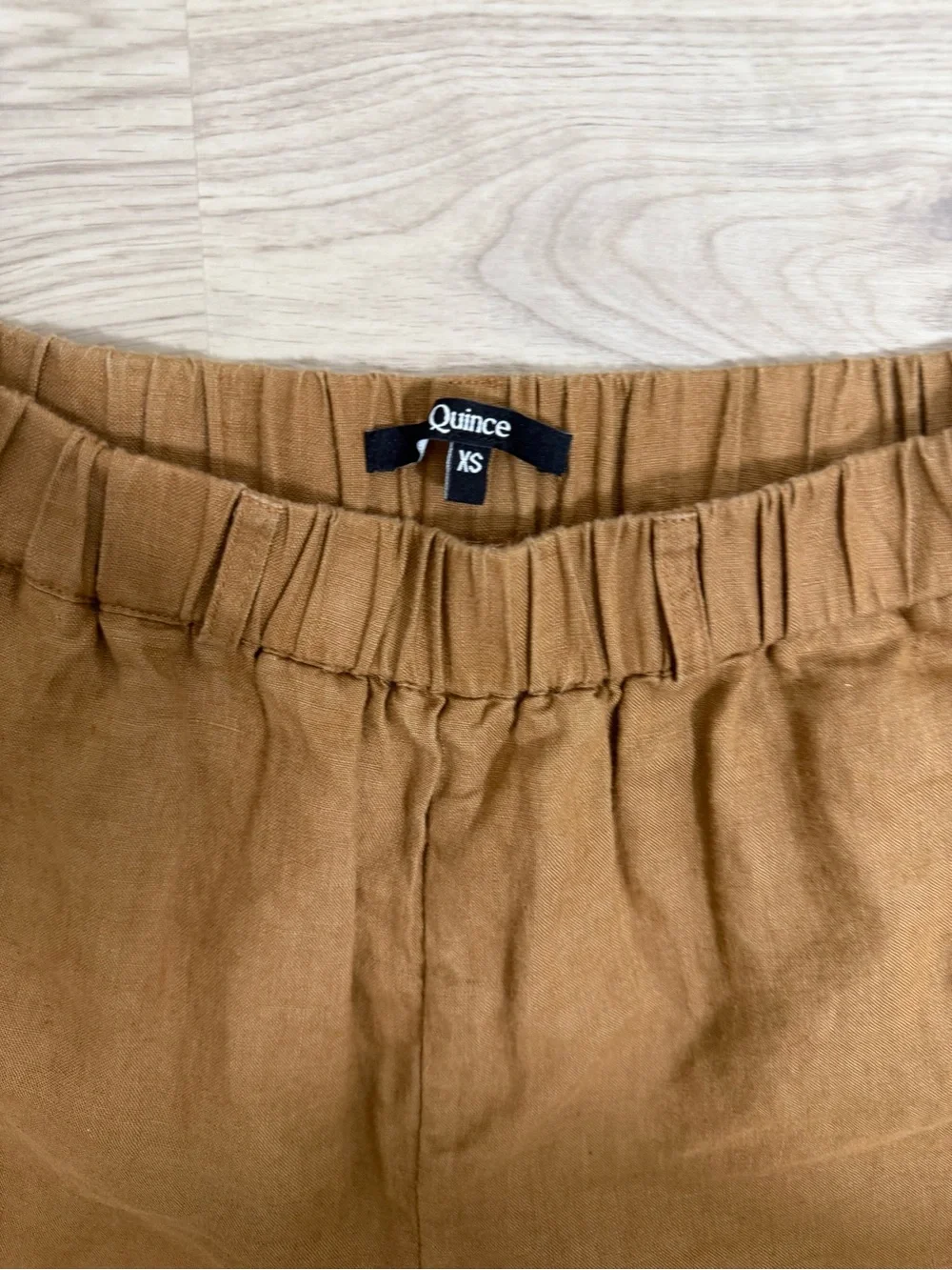 Quince 100% Linen Pull On Pants Brown XS Cropped Straight Leg